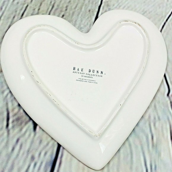 Rae Dunn Magenta Love Heart Plate White Red Upper Case Block Artisan Collection - Picture 3 of 4